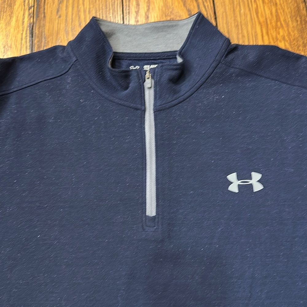 UNDER ARMOUR MENS NAVY AND GRAY COLD GEAR LOOSE FIT QUARTER ZIP SIZE XXL - Picture 2 of 8